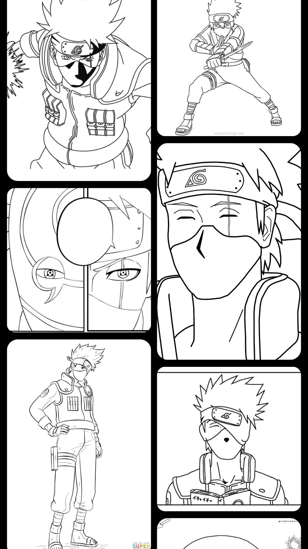 Kakashi coloring pages printable sketch outline lineart to color anime coloring printable naruto