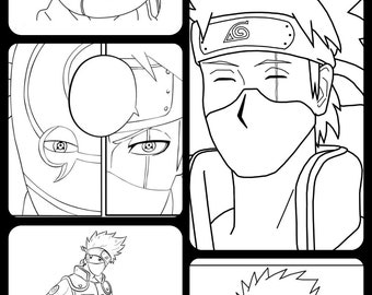 Kakashi coloring pages printable sketch outline lineart to color anime coloring printable naruto