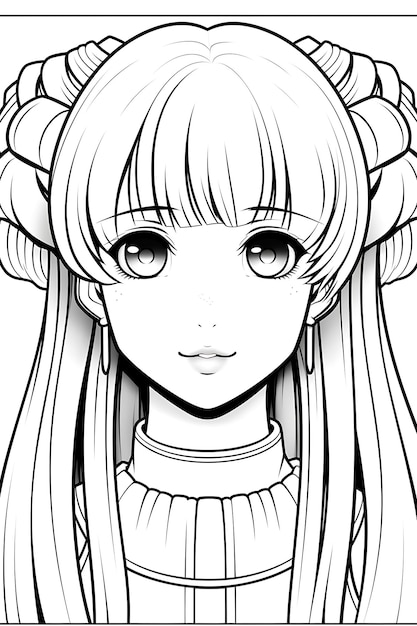 Premium vector anime coloring page