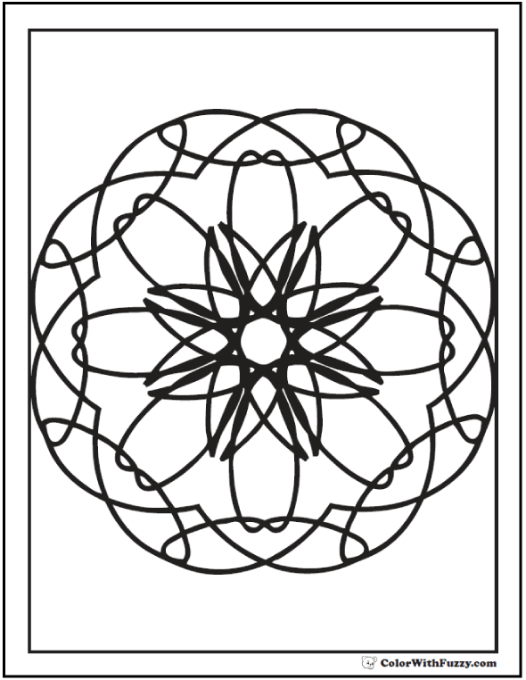 Adult geometric coloring pages â kaleidoscope coloring page