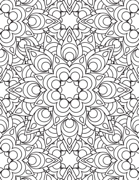 Kaleidoscope coloring sheet downloadable coloring book page geometric coloring book page for adults stress relief coloring page download now