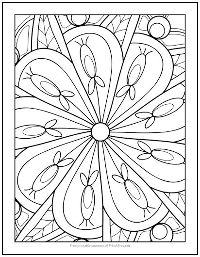 Kaleidoscope flower coloring page print it free