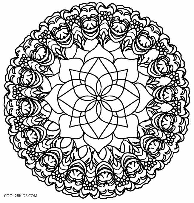 Printable kaleidoscope coloring pages for kids