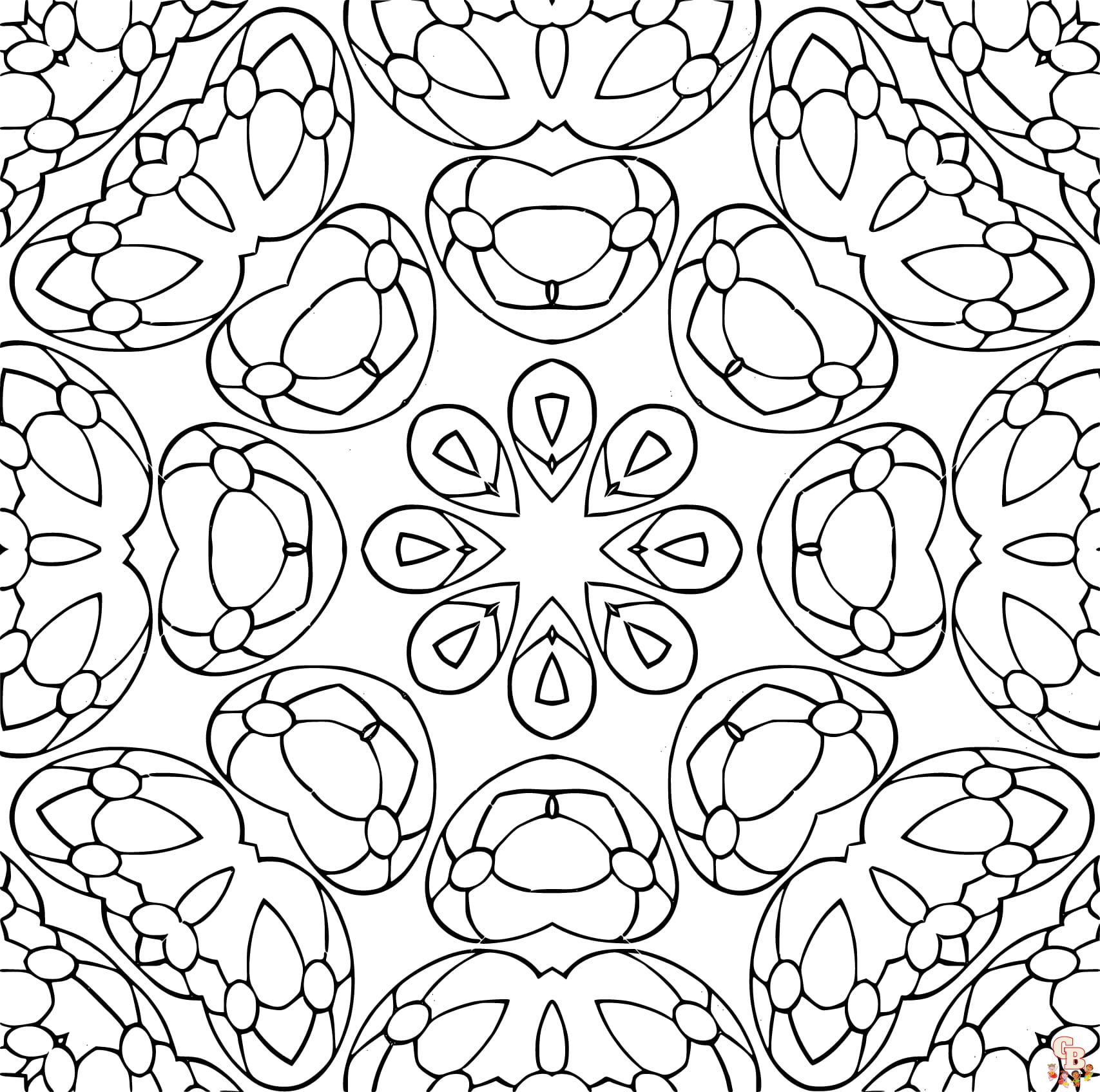 Printable kaleidoscope coloring pages free for kids and adults