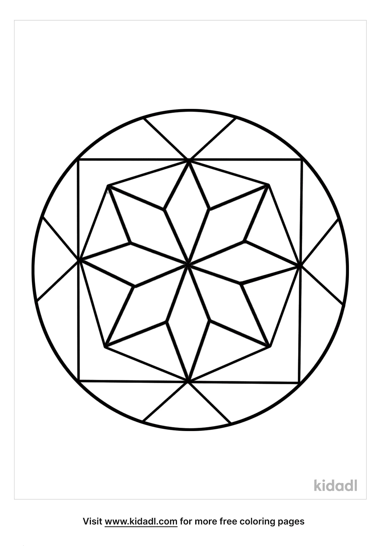 Free simple kaleidoscope coloring page coloring page printables