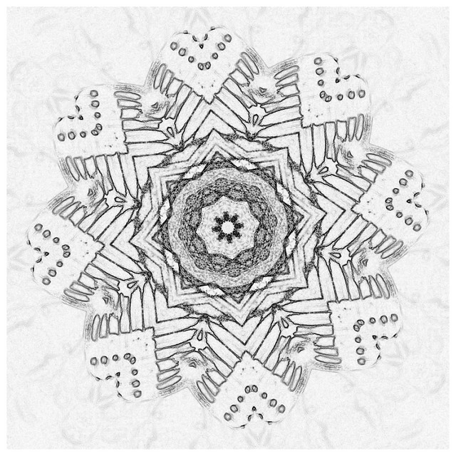 Black white kaleidoscope mandala for coloring using irfaâ