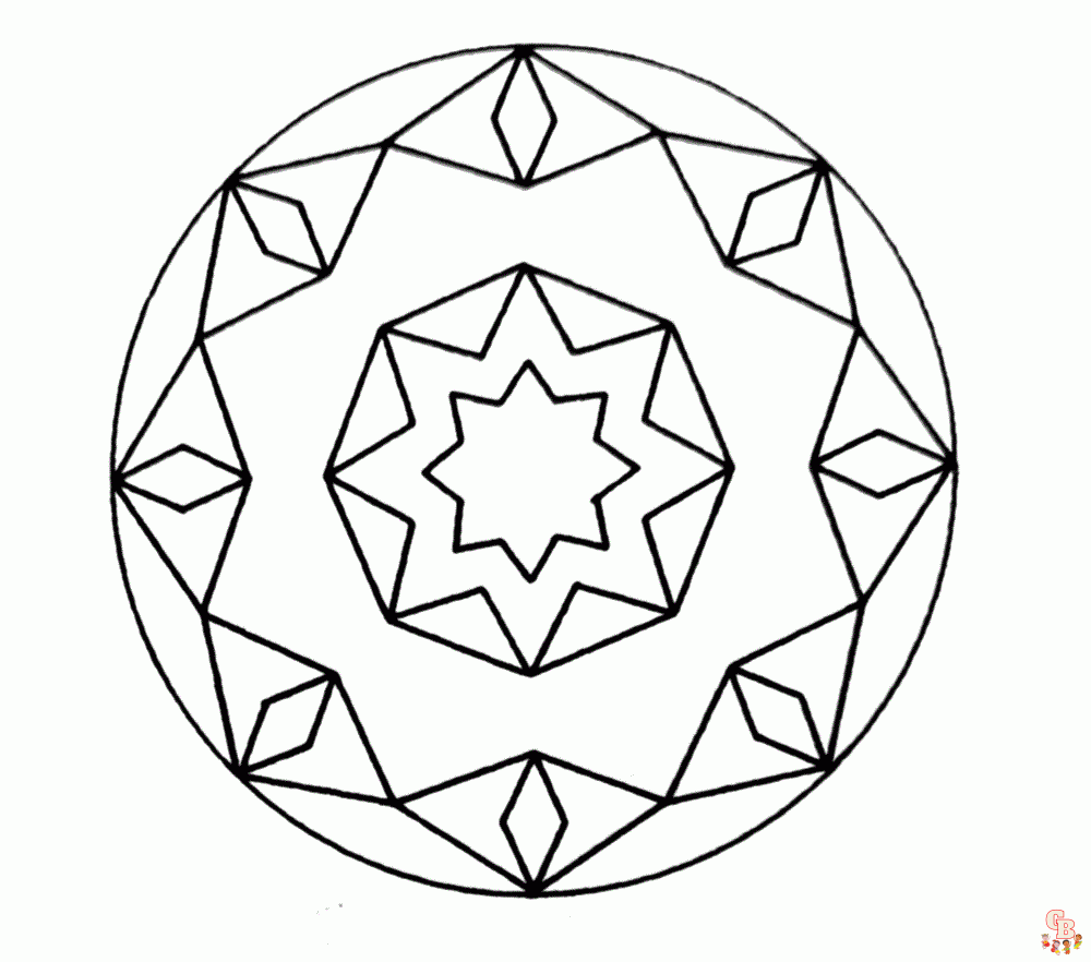 Printable kaleidoscope coloring pages free for kids and adults
