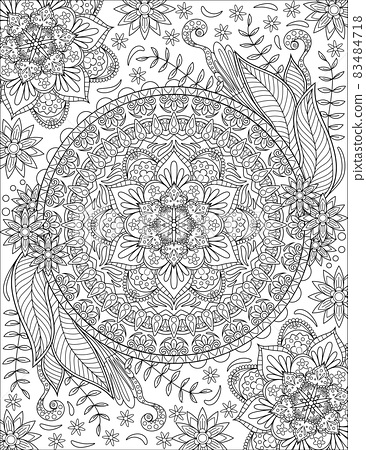 Kaleidoscope symmetrical flowery symbol