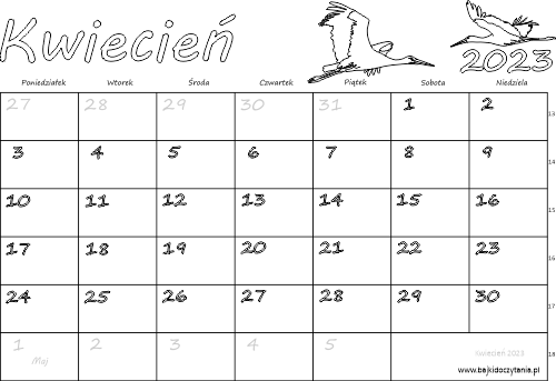 Kalendarz do druku kwiecieå â edukacyjne bajki do czytania