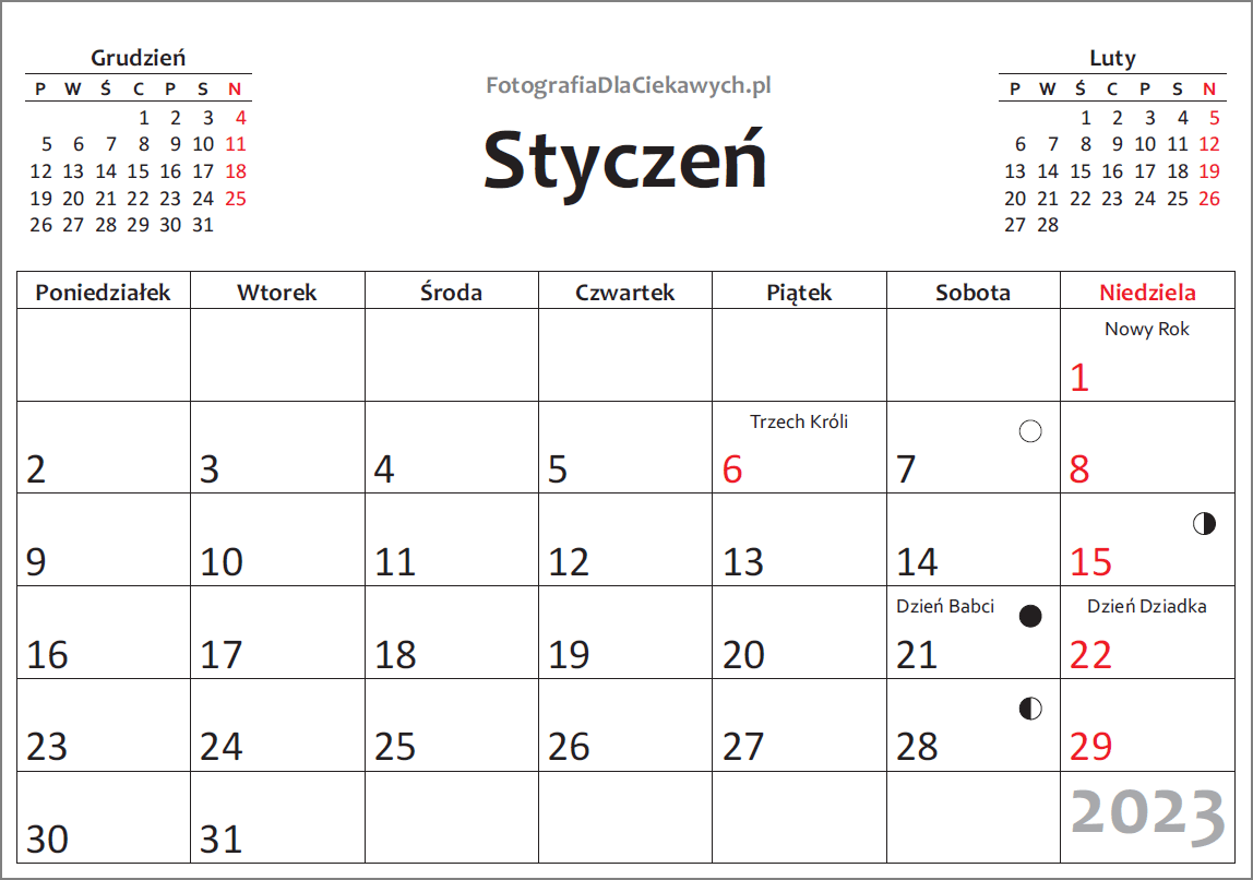 Kalendarz do druku â ik pdf oraz inne formaty rãwnieå do edycji
