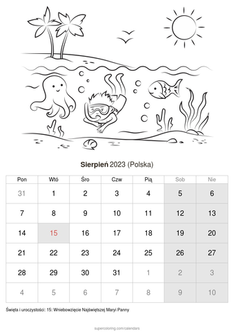 Kalendarz sierpieå do druku polska