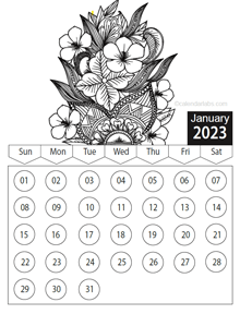 Coloring pages calendar