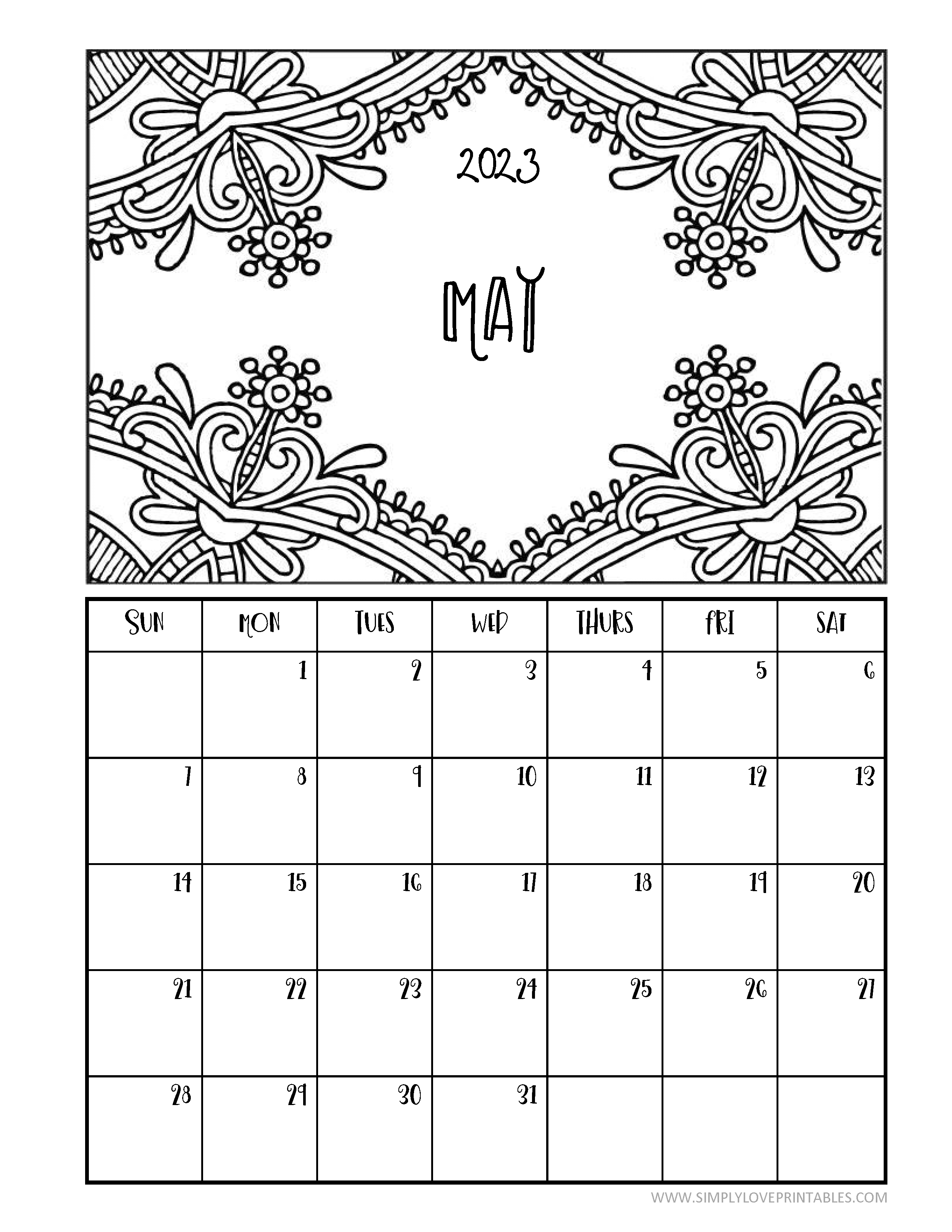 Printable coloring calendars for simply love printables