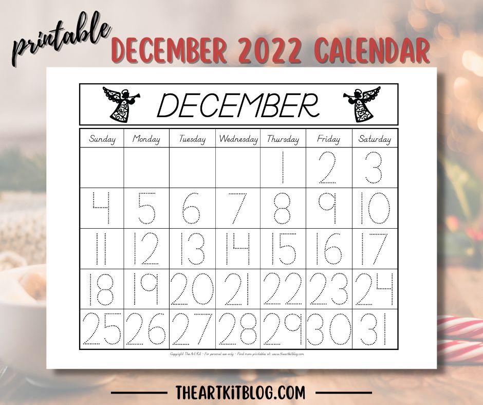 December calendar coloring page free printable download â the art kit