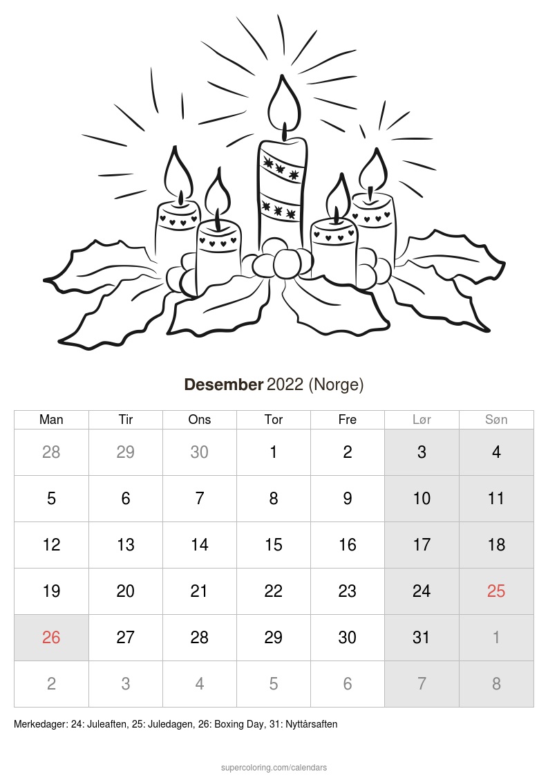 Kalender desember norge