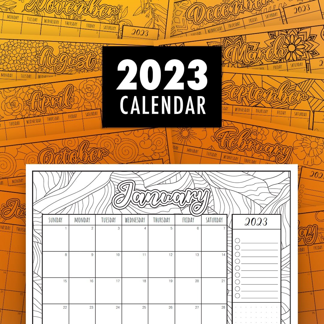 Printable coloring calendar pdf by sarah renae clark