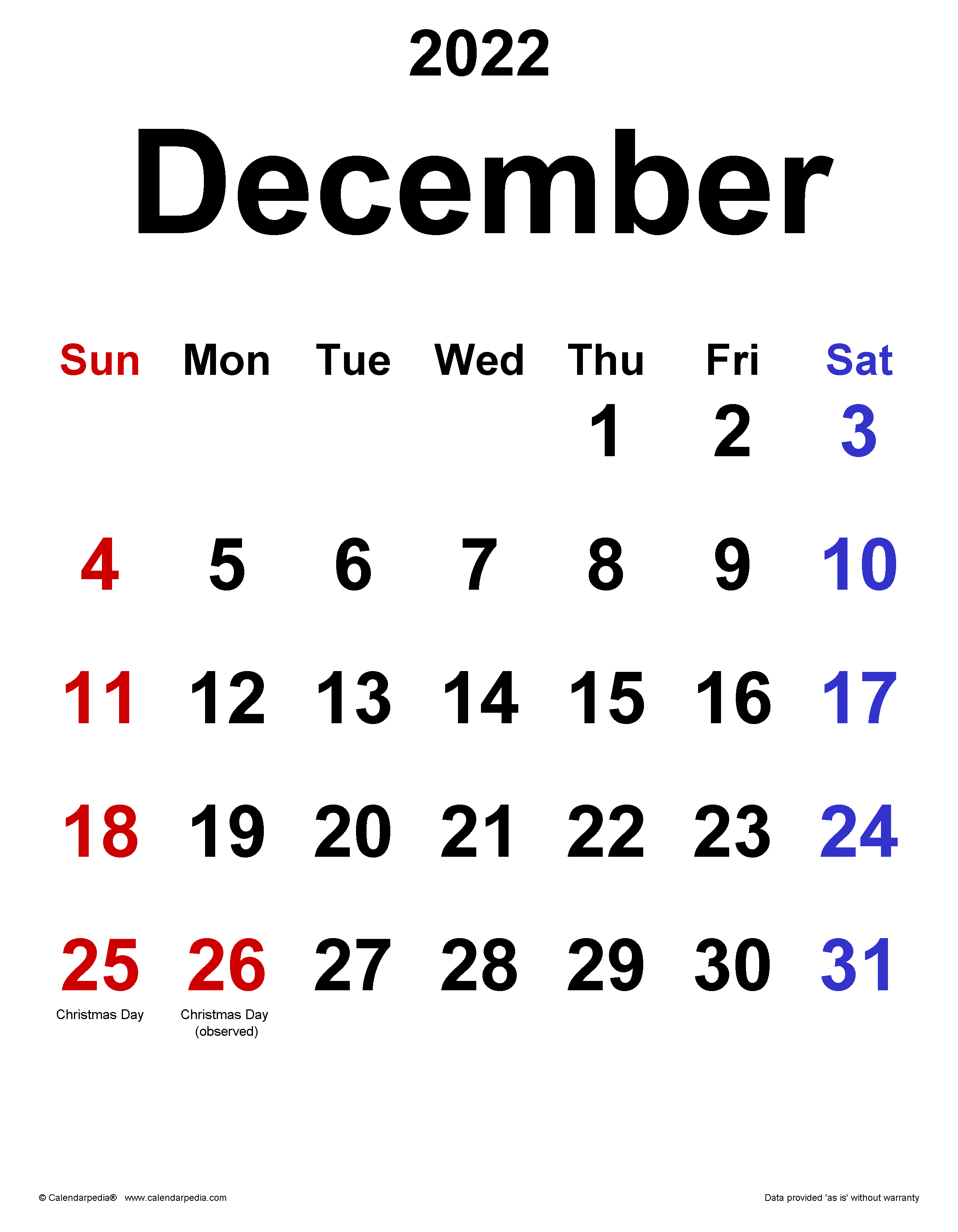 December calendar templates for word excel and pdf