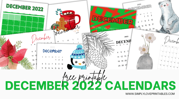 Free printable december calendars simply love printables