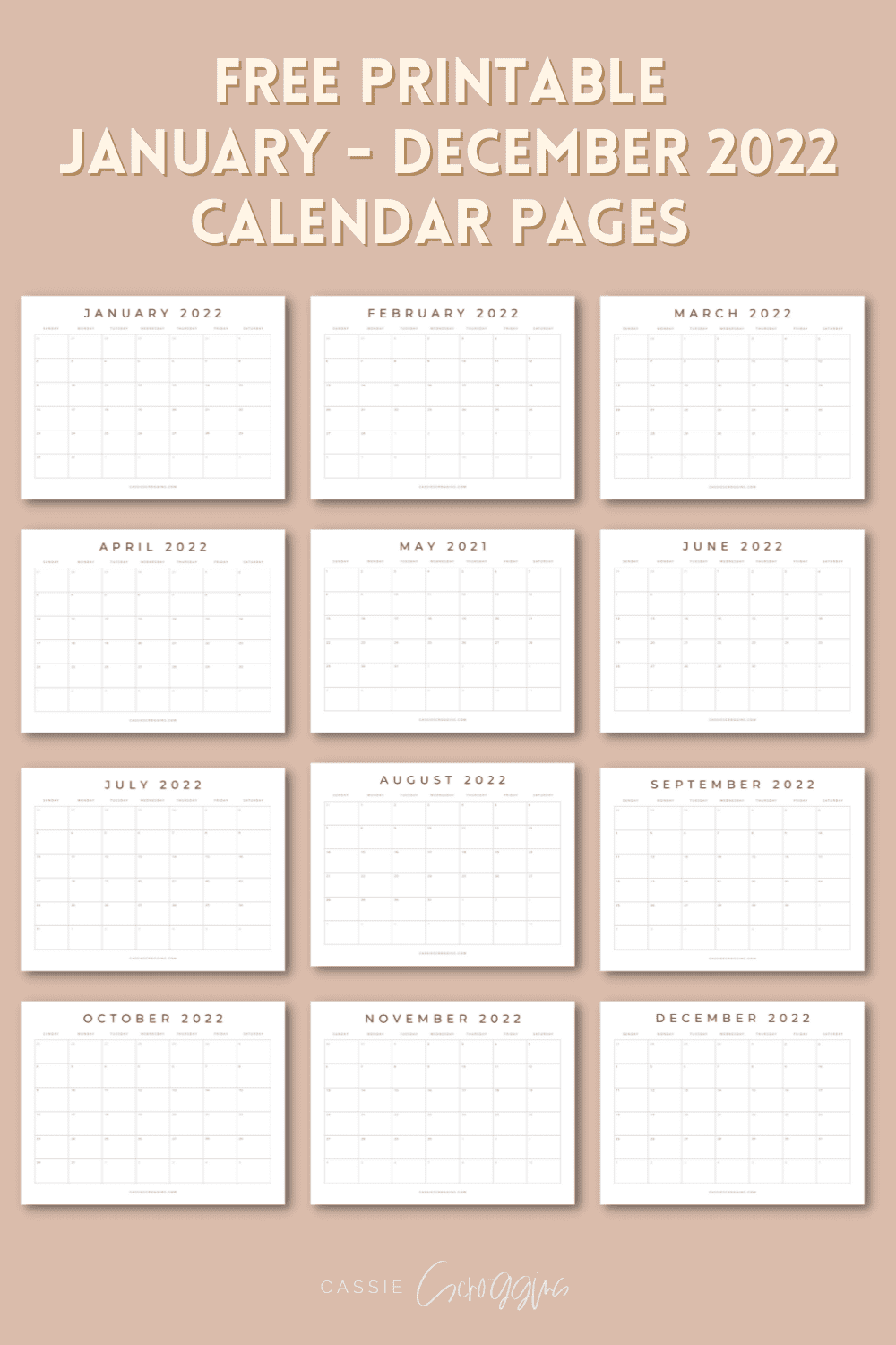 Free printable blank calendar templates all months