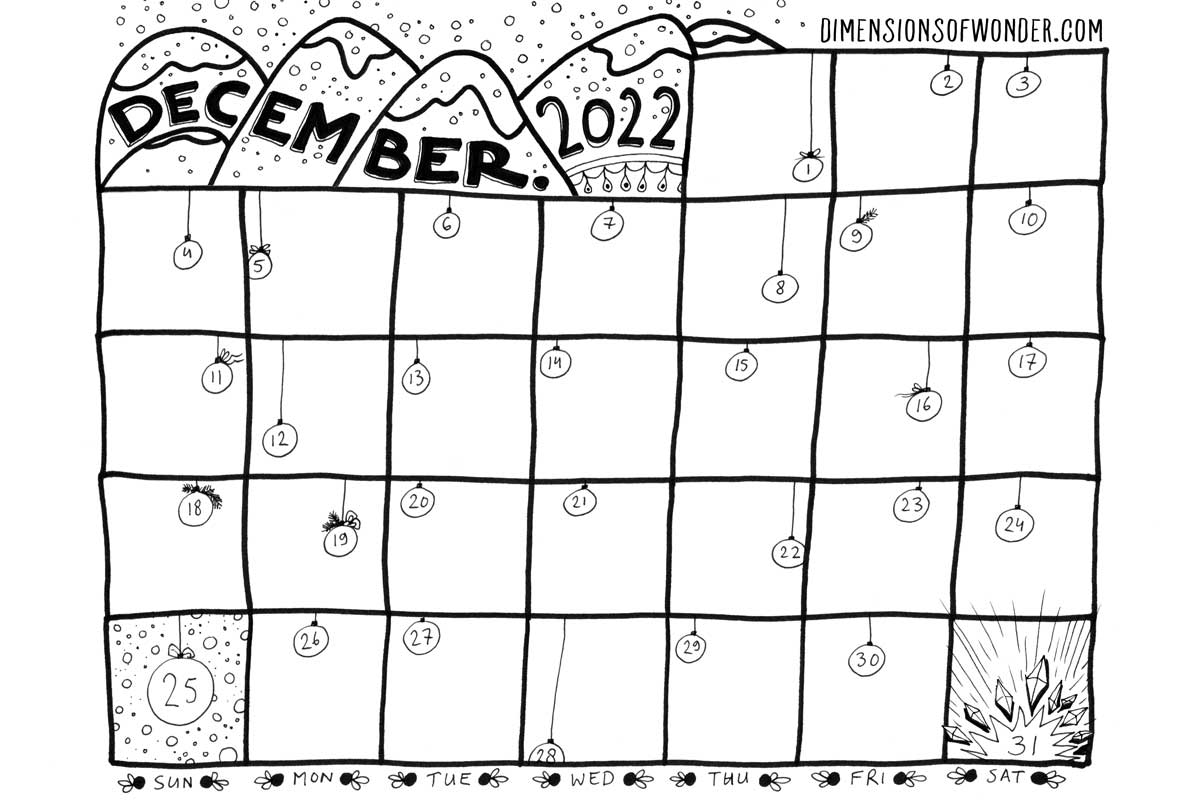 Printable monthly calendar december