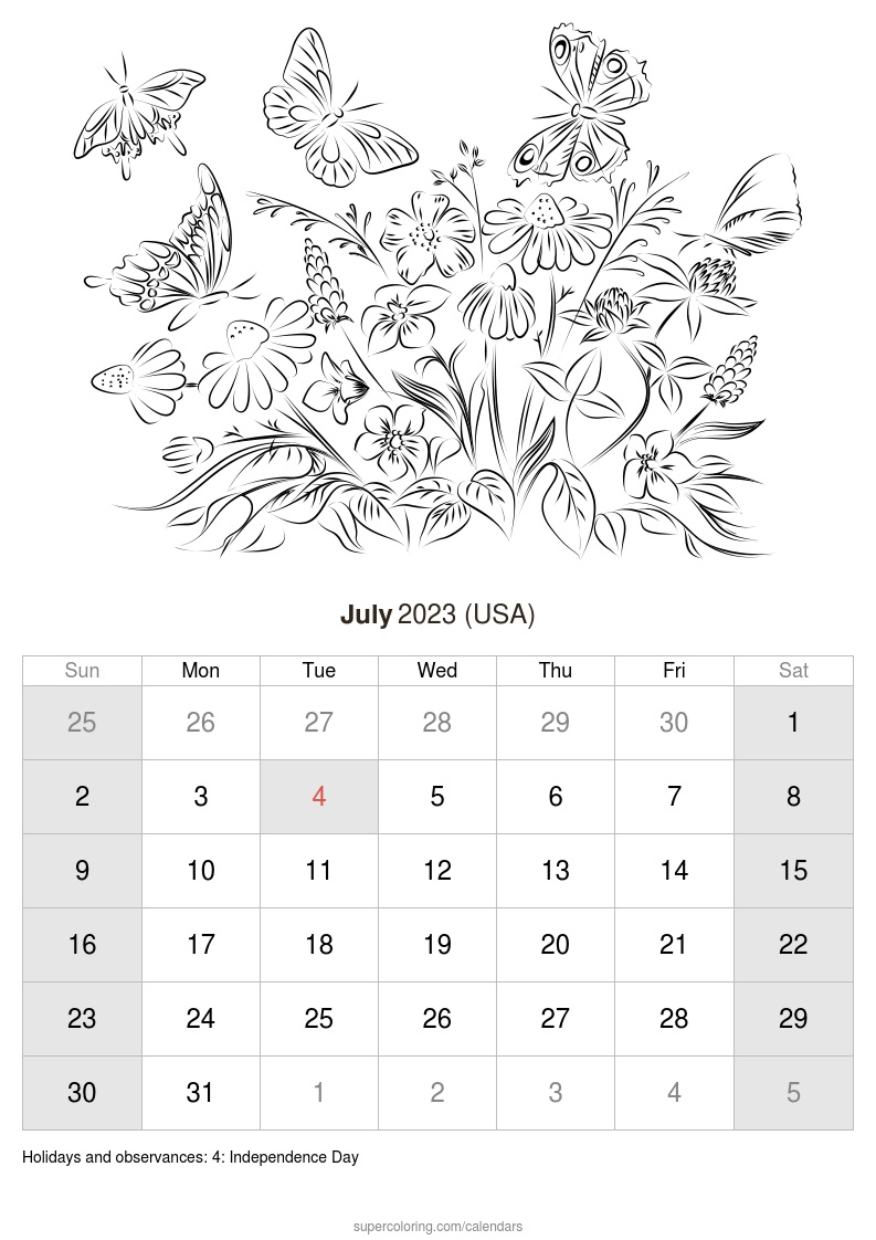 July calendar