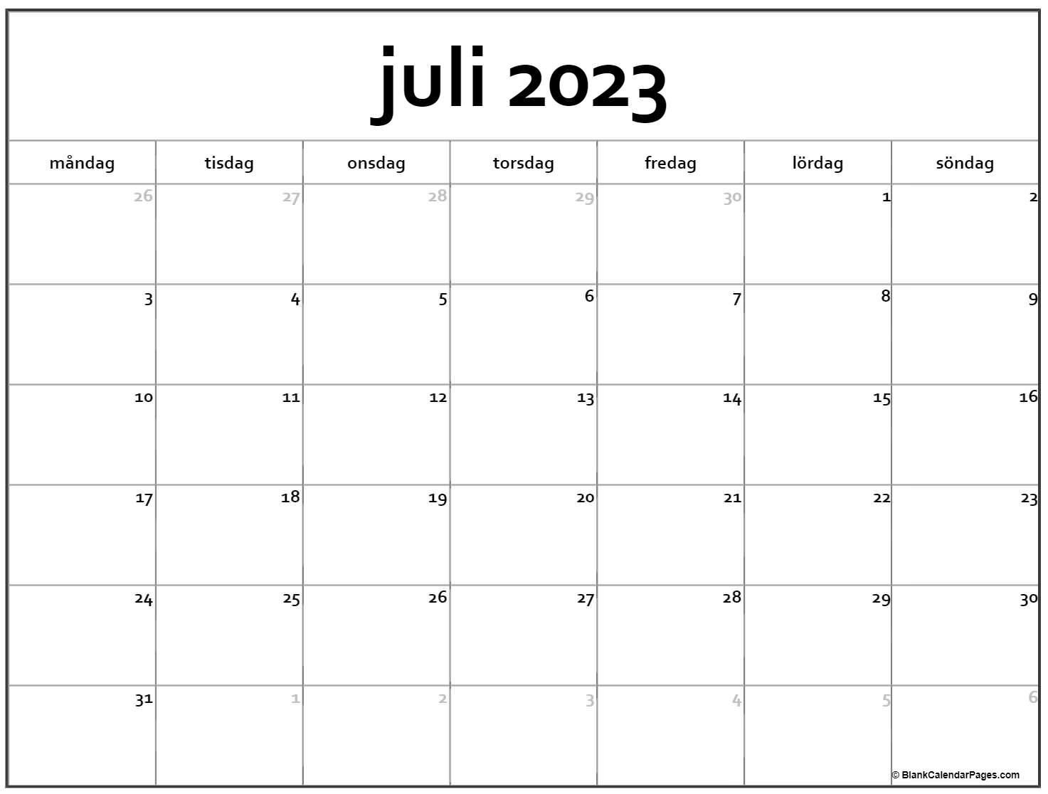 Juli kalender svenska kalender juli