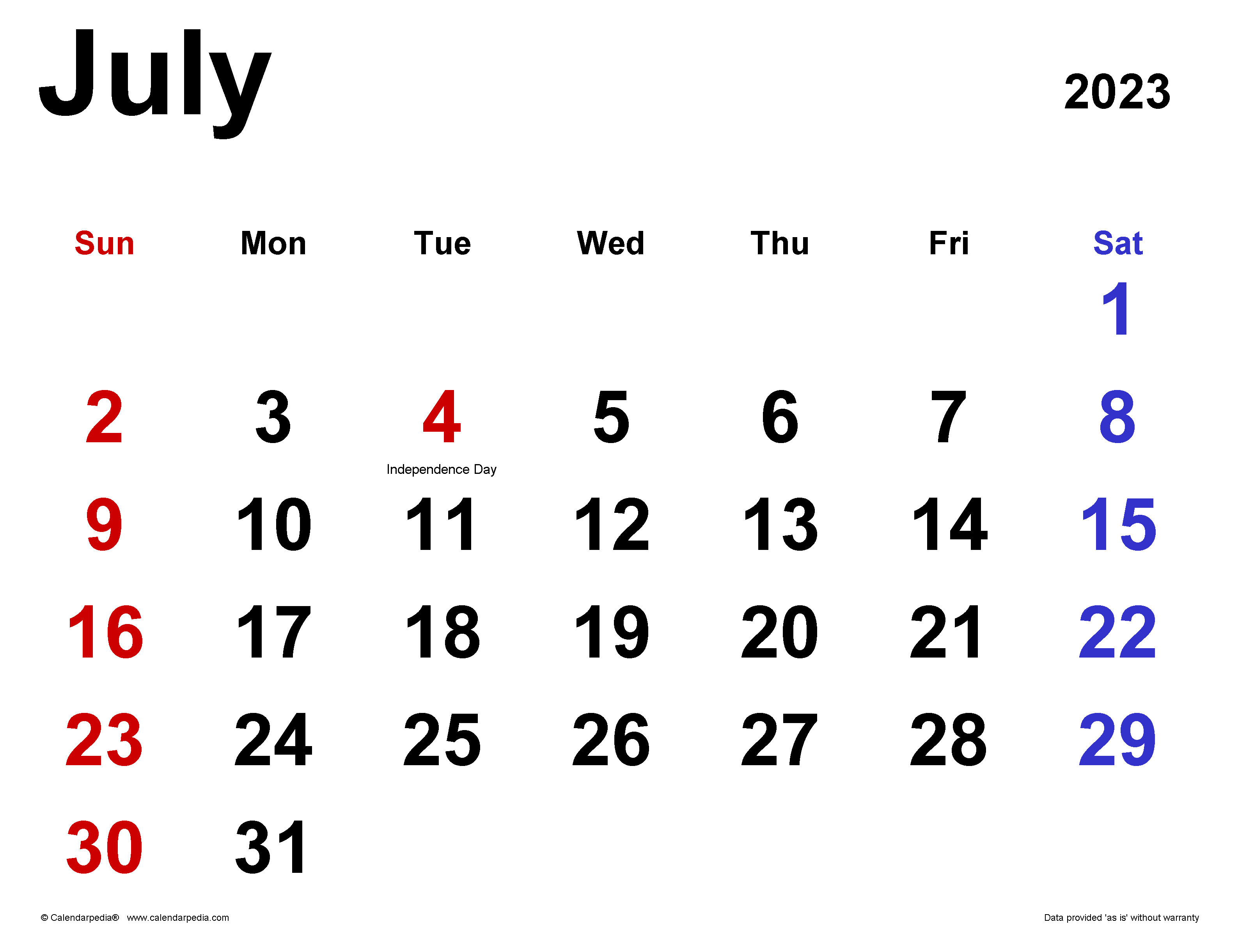 July calendar templates for word excel and pdf