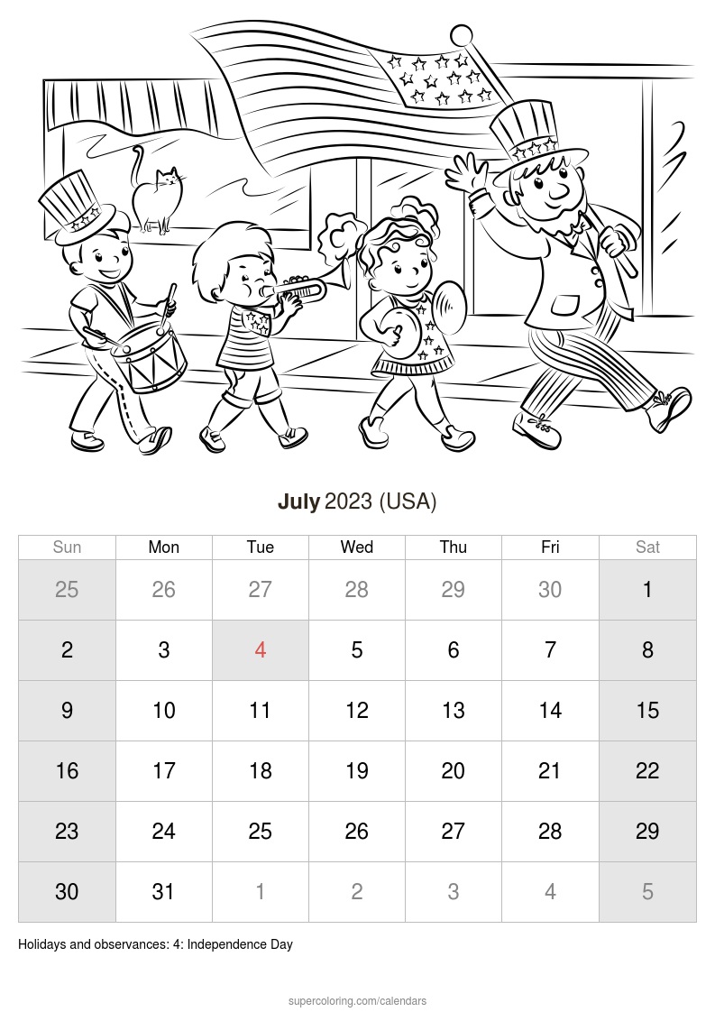 July calendar