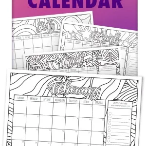 Free printable coloring calendar