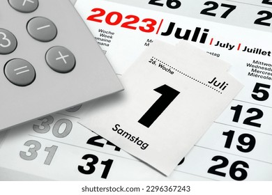 German calender july calculator stock photo