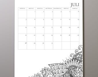 Mandala calendar to color in coloring calendar flowers floral a wall calendar decoration gift