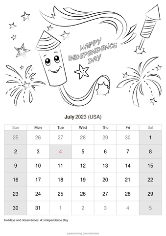 July calendar