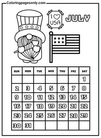 October calendar coloring page