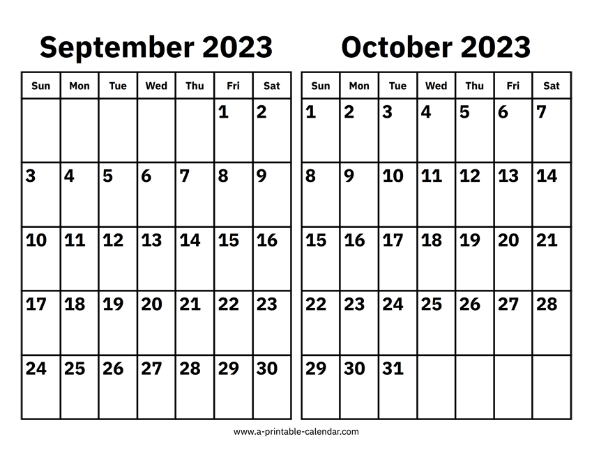 September and october calendar