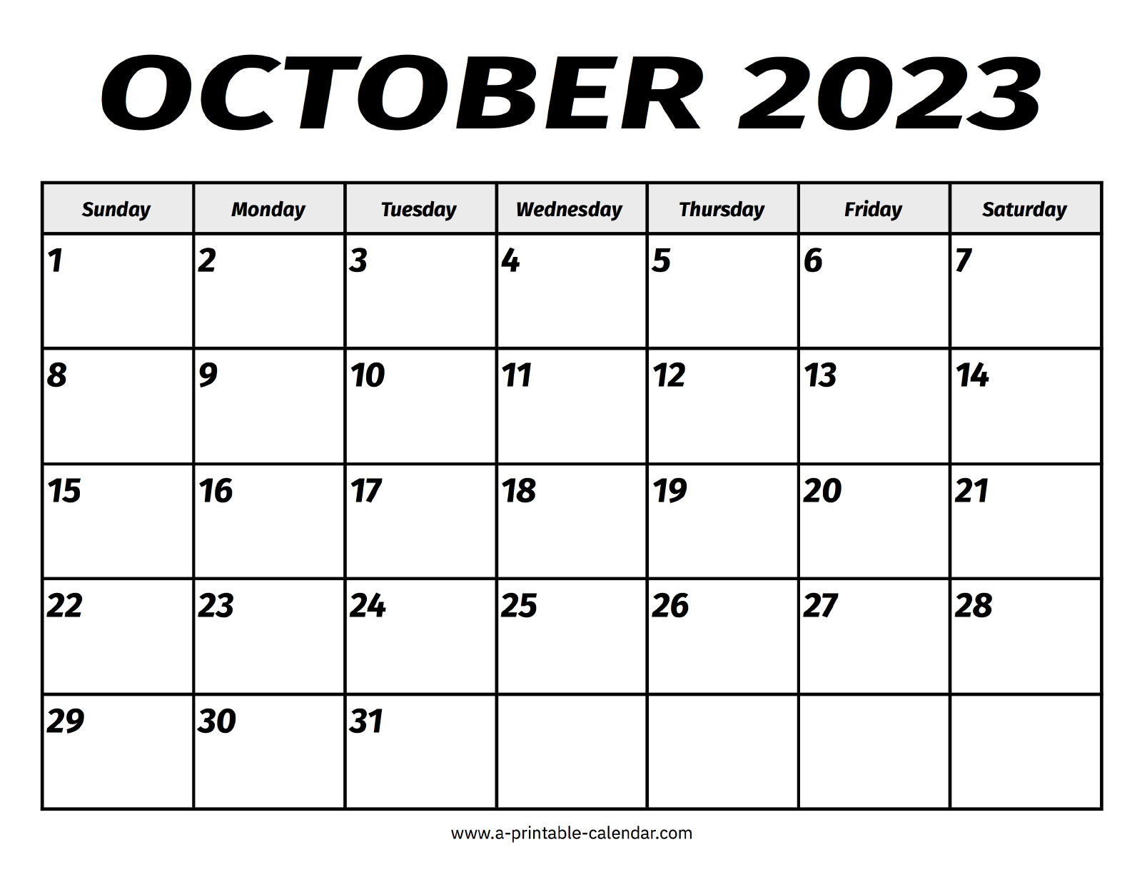 October calendars â printable calendar