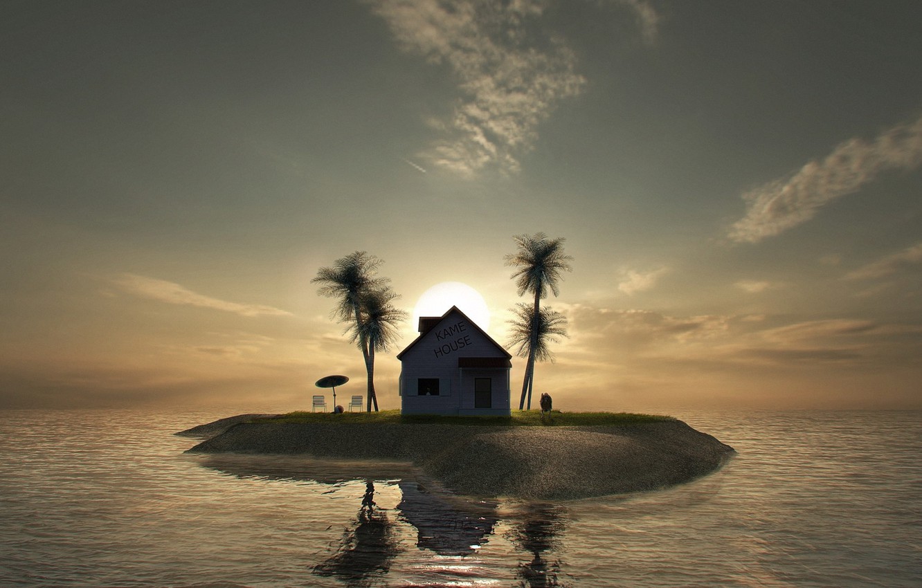 Wallpaper house palm trees island kame house images for desktop section ñðµðððµñððð