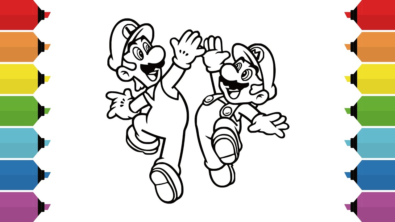 Super ario bros coloring page ario luigi