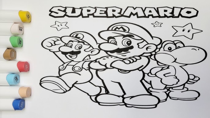 Coloring super ario luigi peach yoshi coloring pages prisacolor arkers