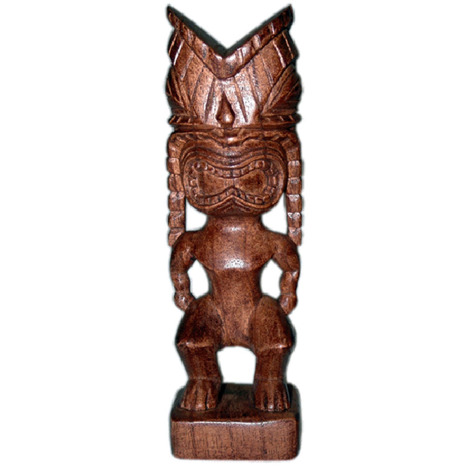 Tiki hand carved wood hawaiian god statue ku home kitchen