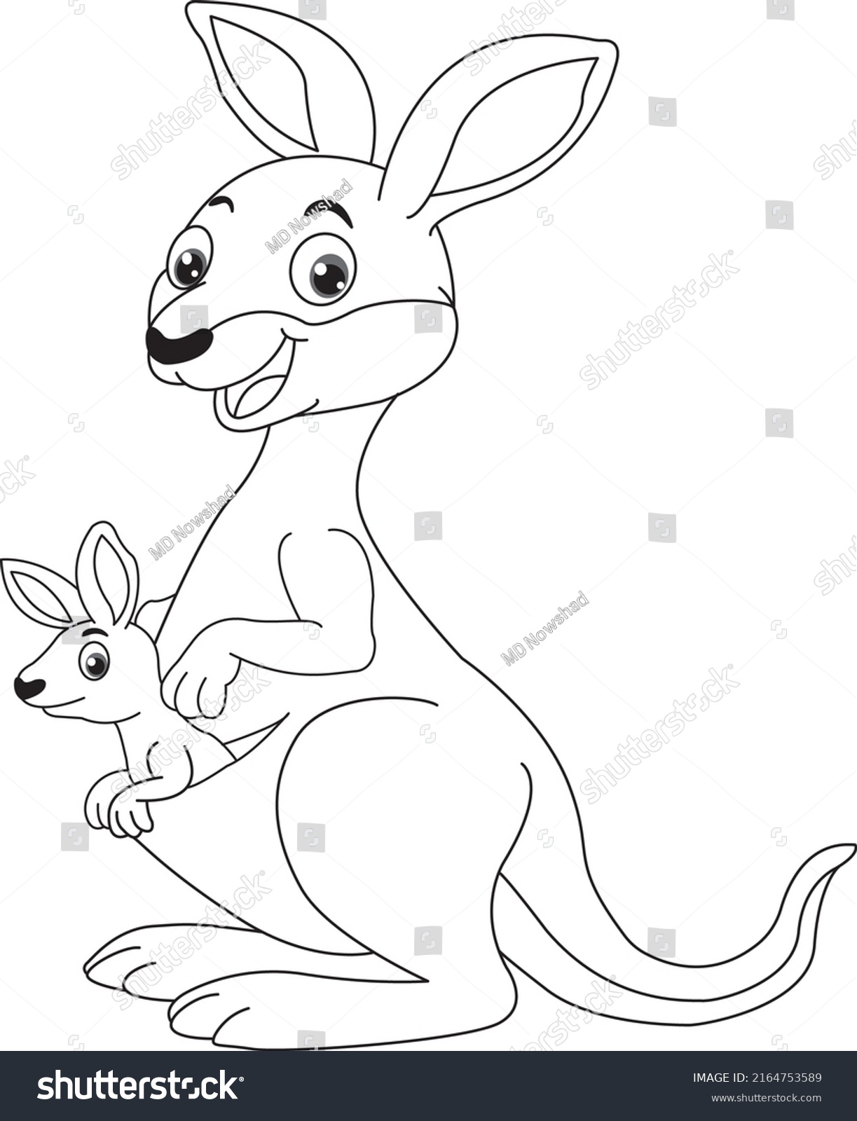 Kangaroo coloring page kids stock vector royalty free