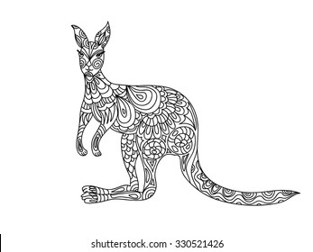 Vector kangaroo illustration adult coloring page stock vector royalty free