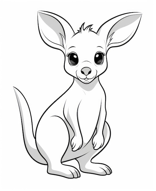 Premium ai image cute kangaroo coloring page with clean lines ai generated