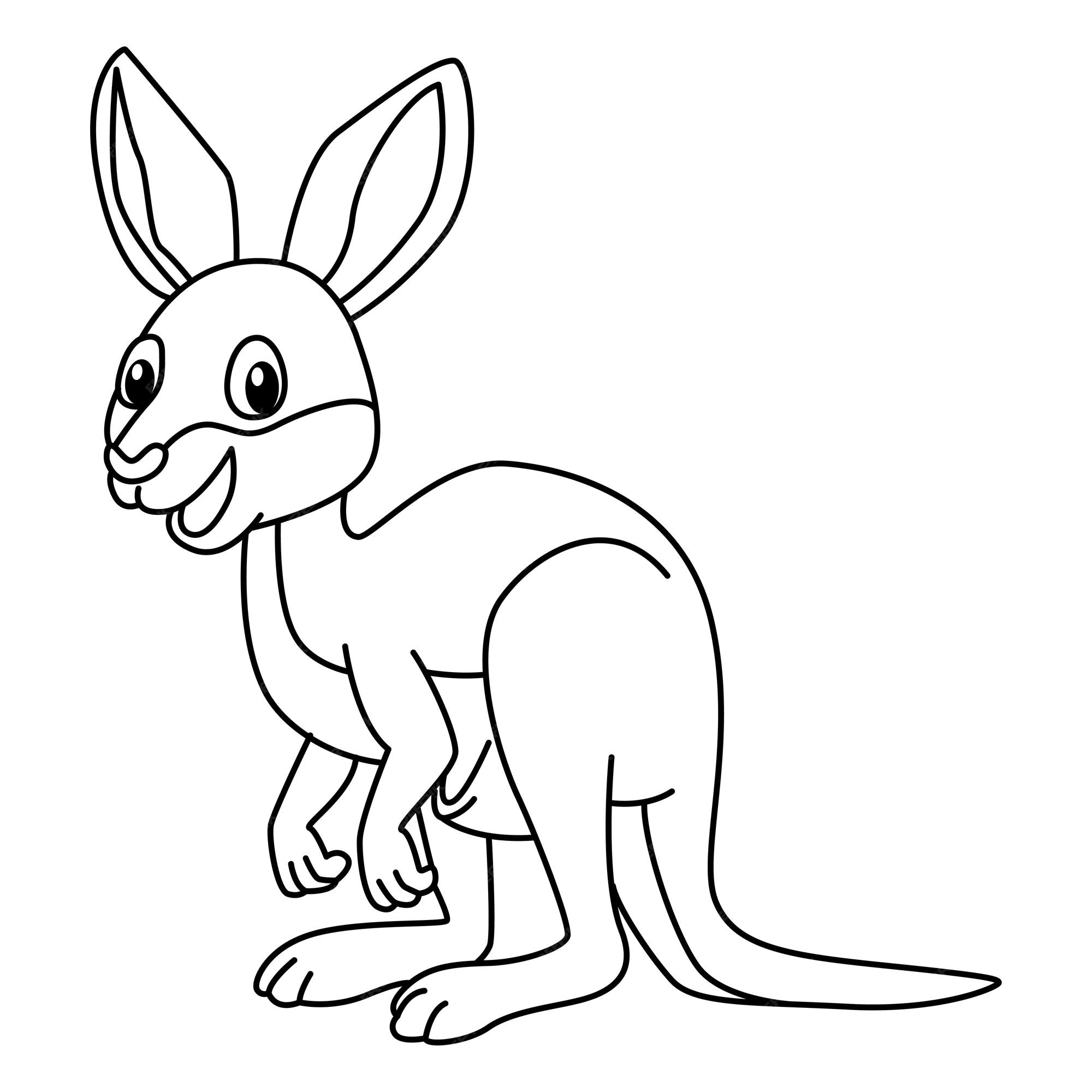 Premium vector cute kangaroo cartoon coloring page illustration vector for kids coloring book