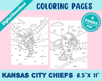 Kansas city chiefs coloring pages instant download pdf printable pages for boys girls kids kdp birthday for personal use only