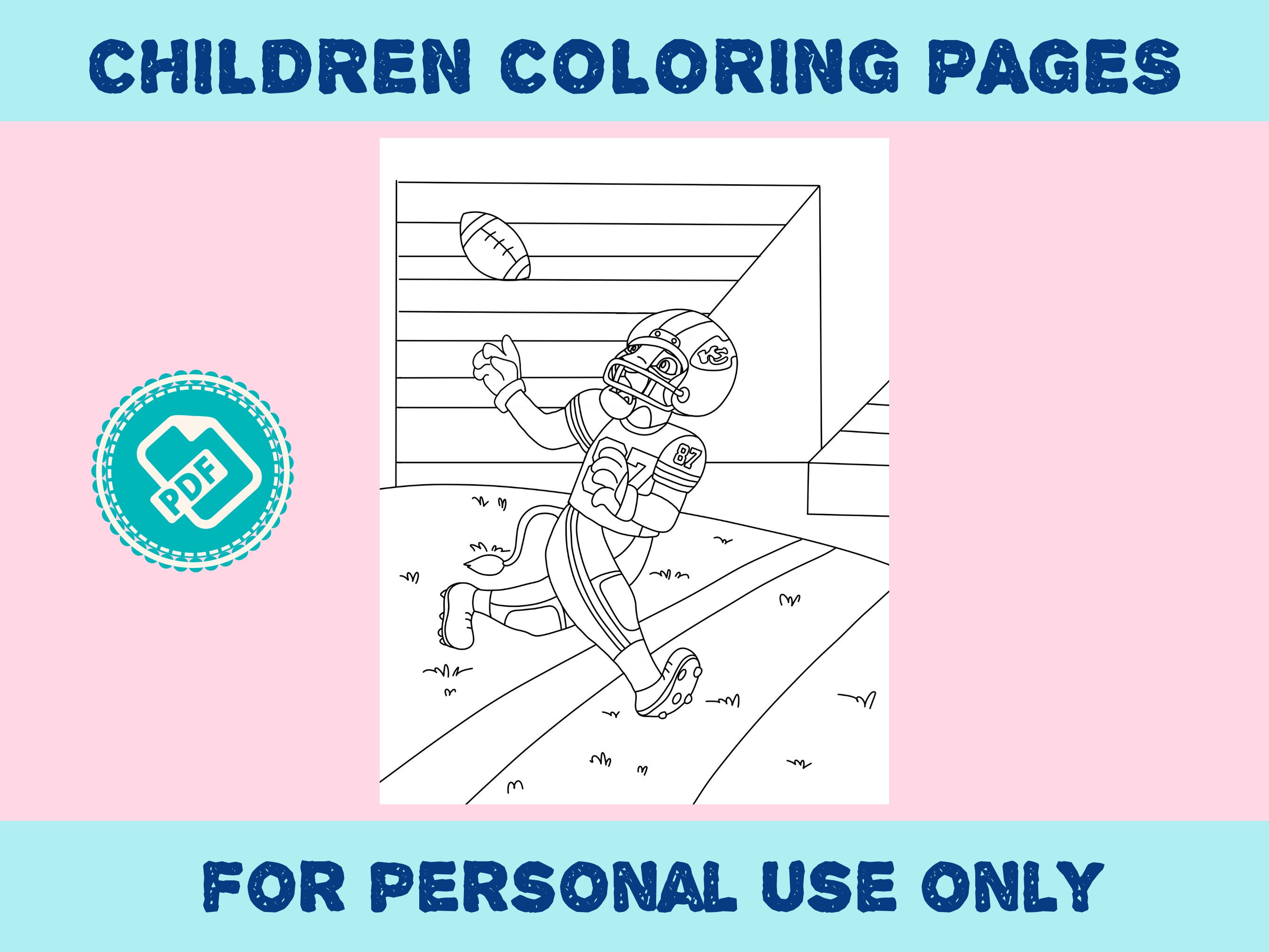 Kansas city chiefs coloring pages instant download pdf printable pages for boys girls kids kdp birthday for personal use only