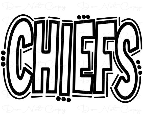 Chiefs doodle letters sublimation png and svg digital artwork clip art