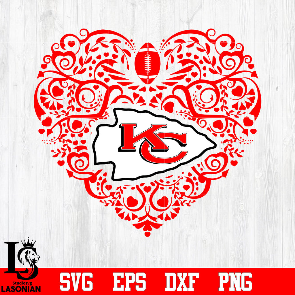 Kansas city chiefs heart svg eps dxf png file â