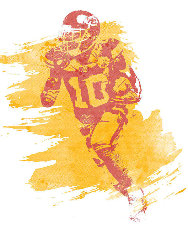 Tyreek hill kansas city chiefs water color art poster by joe hamilton