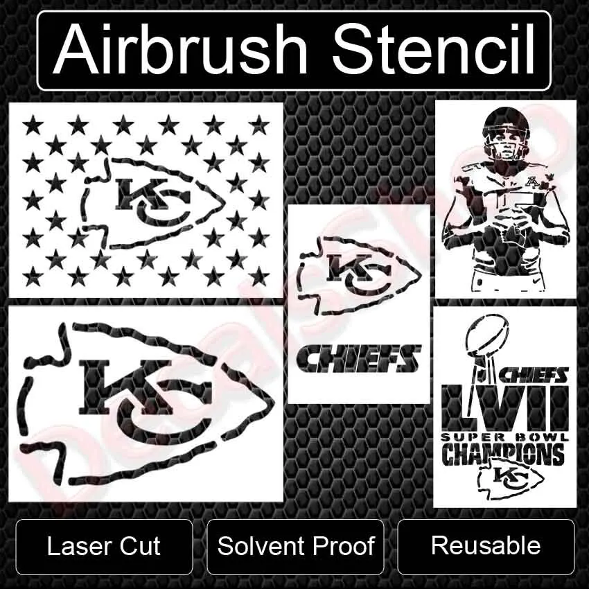 Kc kansas city chiefs stencil airbrush pattern template spray paint free shippin