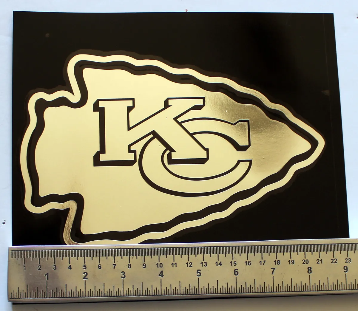 Licensed nfl vinyl window decal kansas city chiefs arrowhead logo chrome